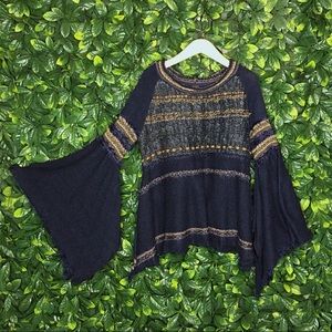 FREE PEOPLE Craft Time Mixed Knit Sweater.